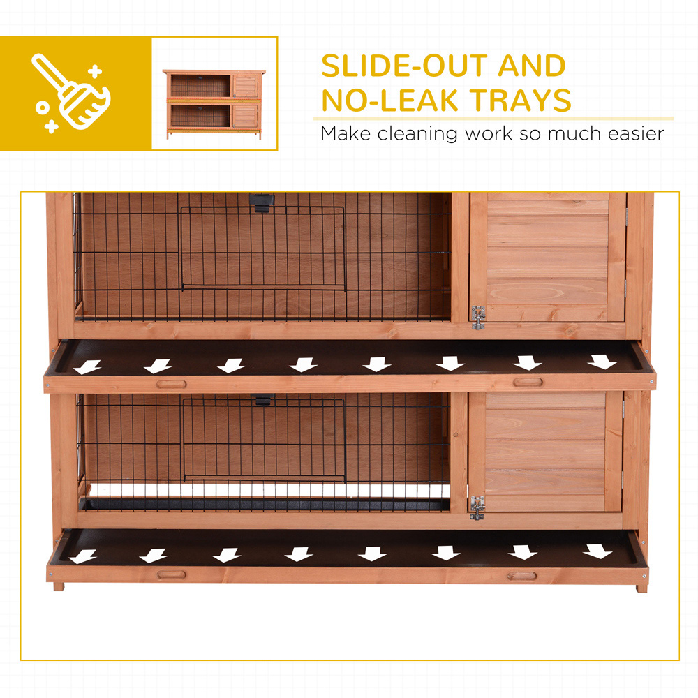 PawHut Rabbit Hutch with Sliding Tray 54 inch Image 7