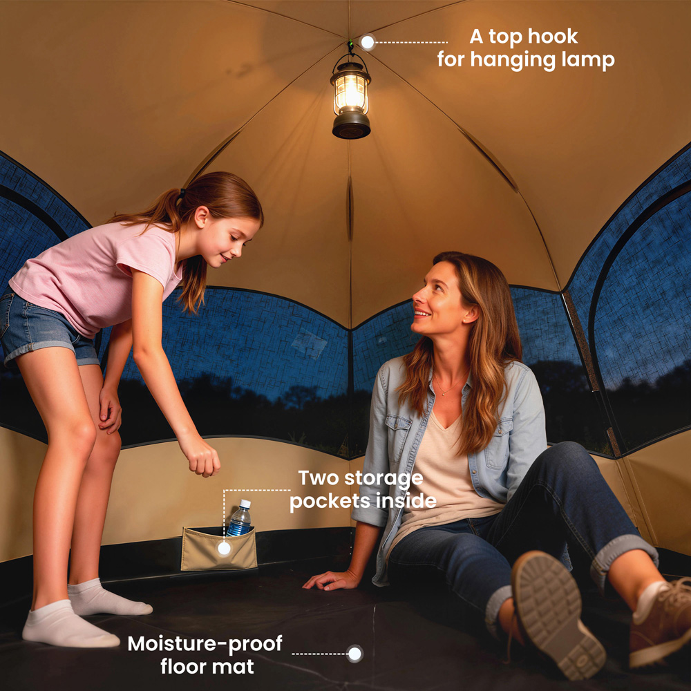 Outsunny 4-6 Person Brown Double Layer Pop-Up Tent with Rainfly Image 8