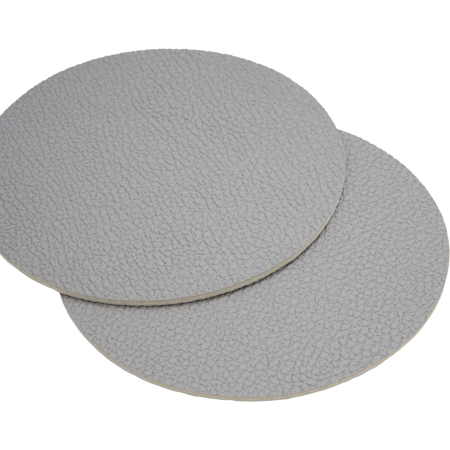Set of 4 Round Fusion Faux Leather Coasters - Grey Image 4