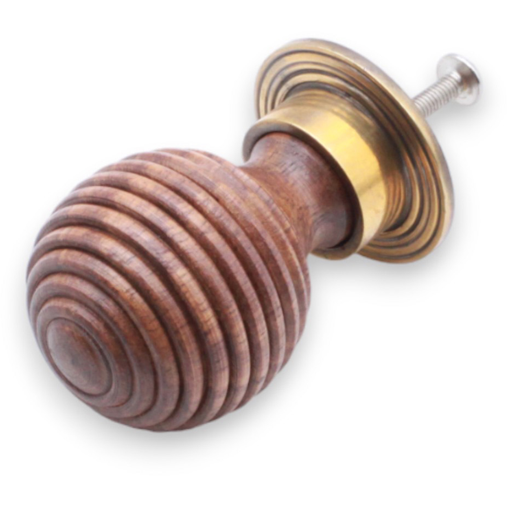 Spira Brass Rosewood Preston Aged Brass Cupboard Knob 38mm Image 3