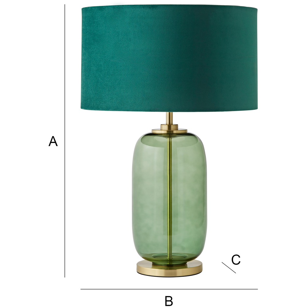 ValueLights Leigh Reni Green Velvet Shade Forest Green Glass LED Table Lamp Image 7