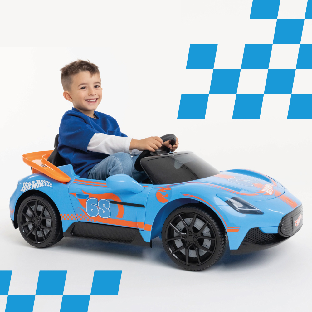 PEG Hot Wheels Kids Electric Ride-On Car with Remote Control Blue 12V Image 9