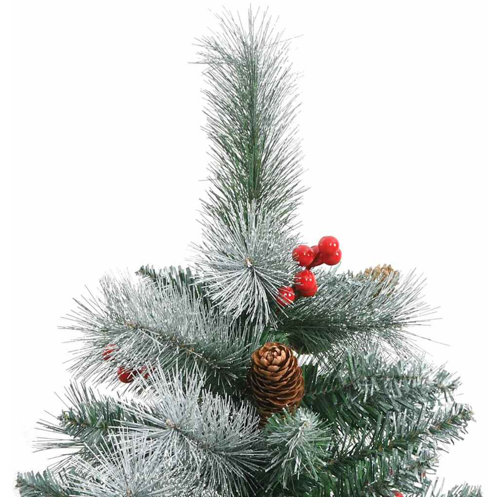 vidaXL Pre-Lit Lilac Baubles Green Artificial Snow Flocked Christmas Tree 7ft Image 7