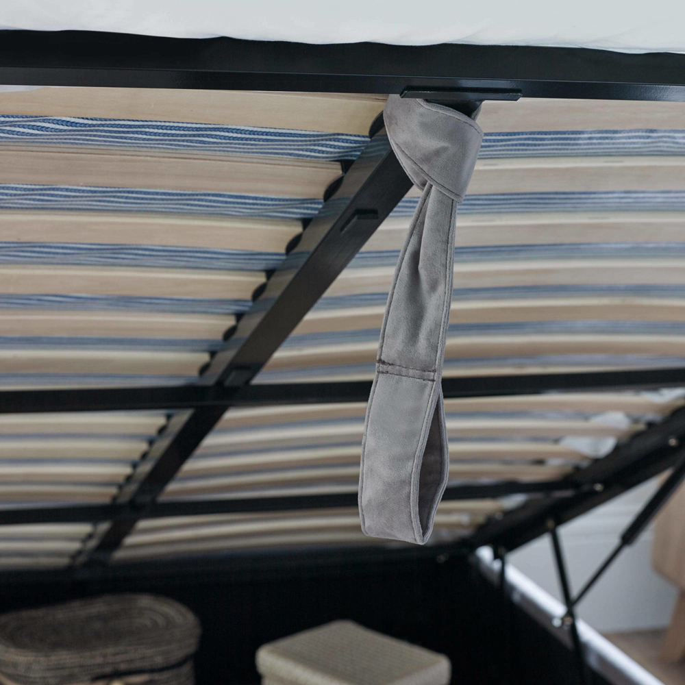 Julian Bowen Katie Double Grey Velvet Lift-Up Ottoman Bed Frame with Winged Headboard Image 7