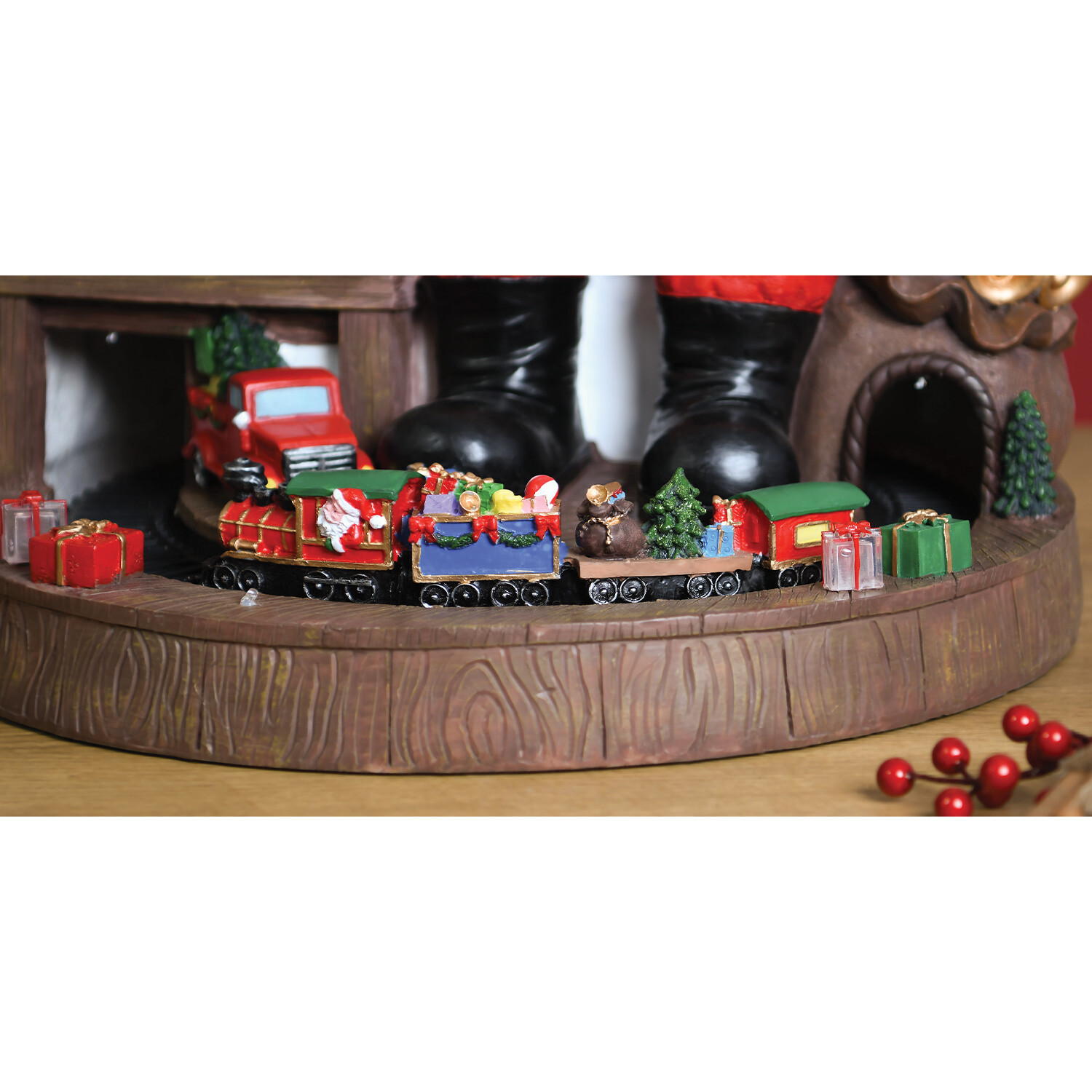 Festive Painting Santa with Train Decoration Large Image 3