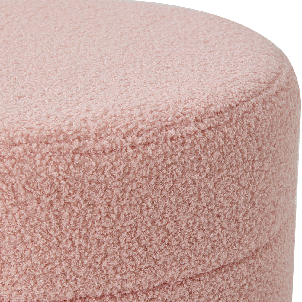 Living and Home Pink Teddy Fleece Tub Design Round Footstool Image 4