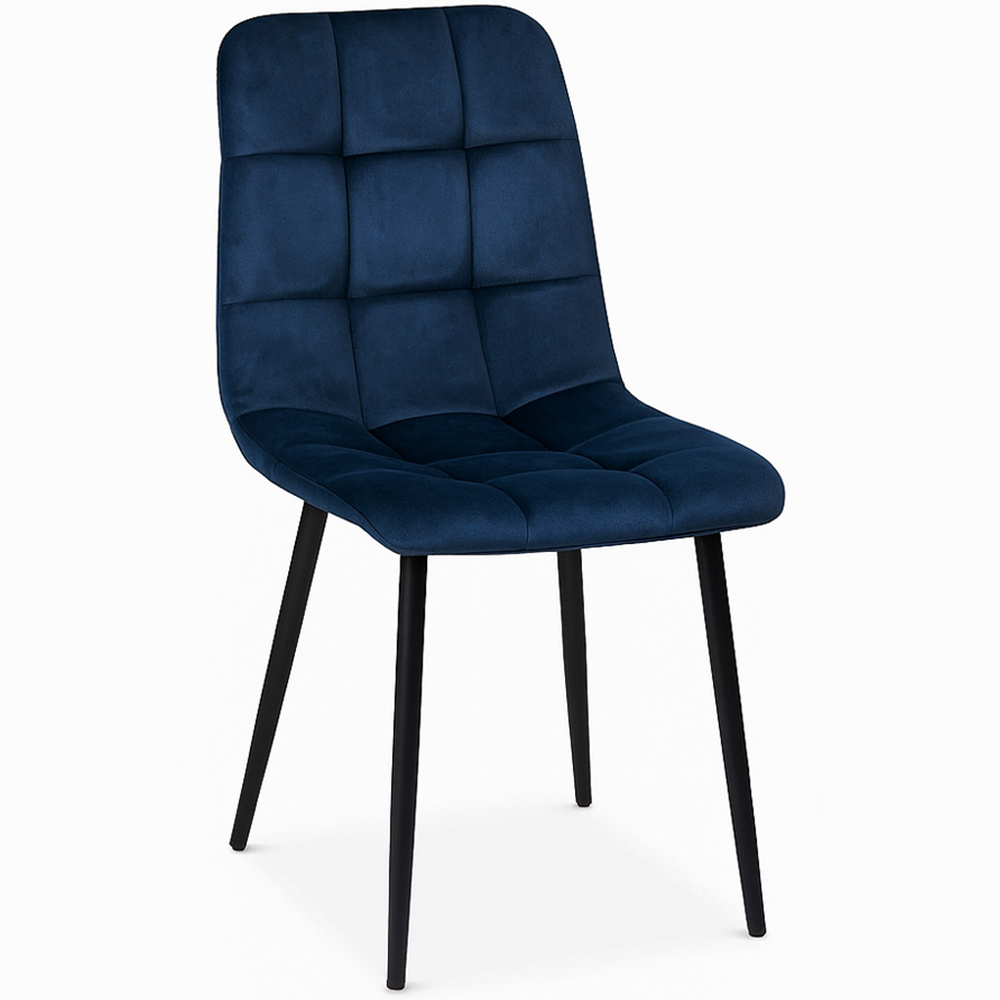 Kosy Koala 4 Seater Velvet Glass Dining Set Grey and Blue Image 2