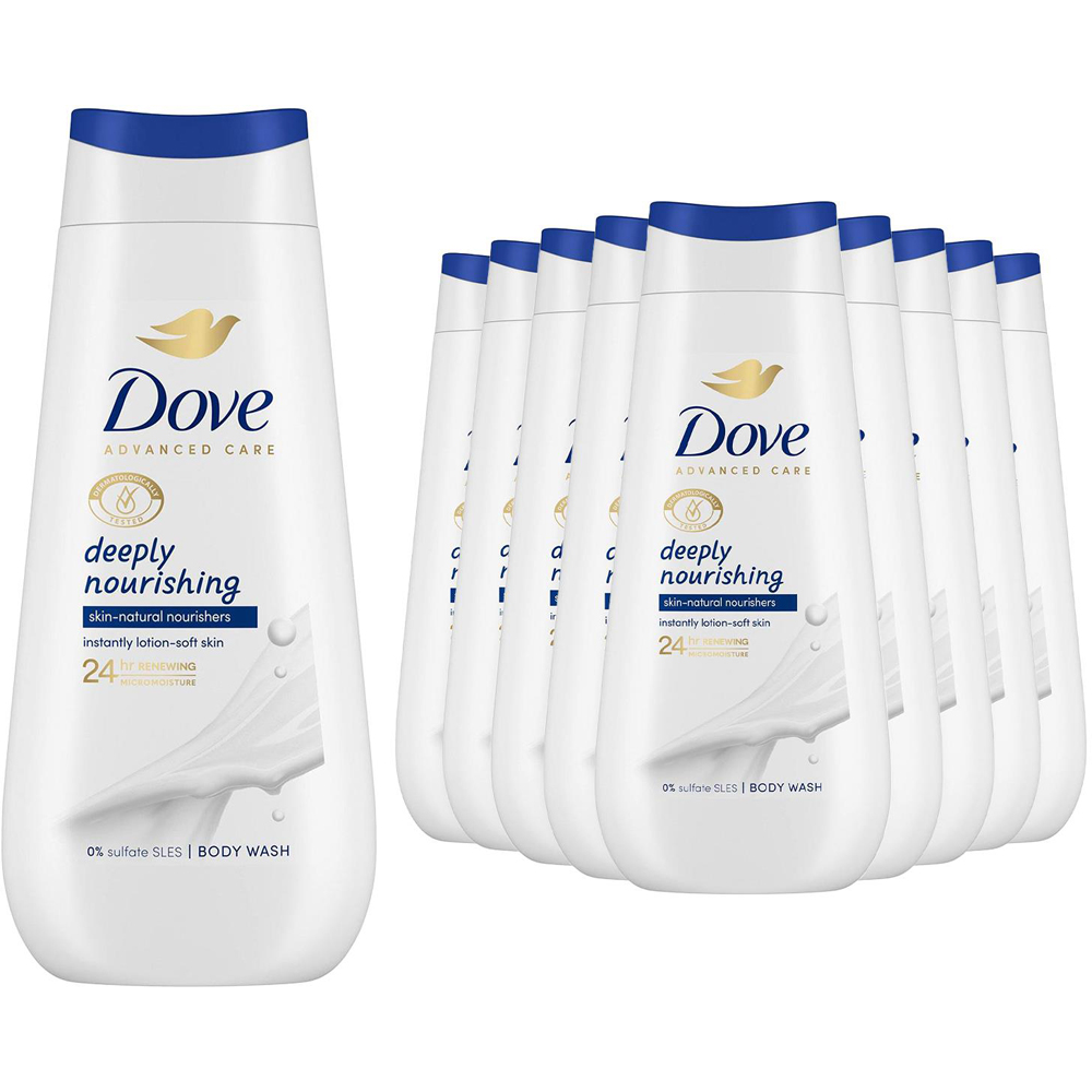 Dove Advanced Care Deeply Nourishing Body Wash 225ml 10 Pack Image 1