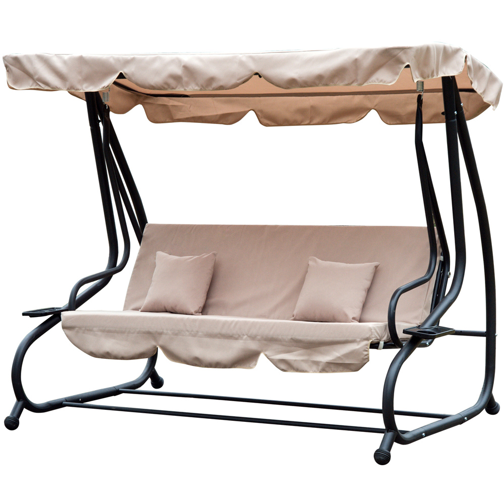 Outsunny 2 in 1 Light Brown Swing Seat and Hammock Bed Image 2