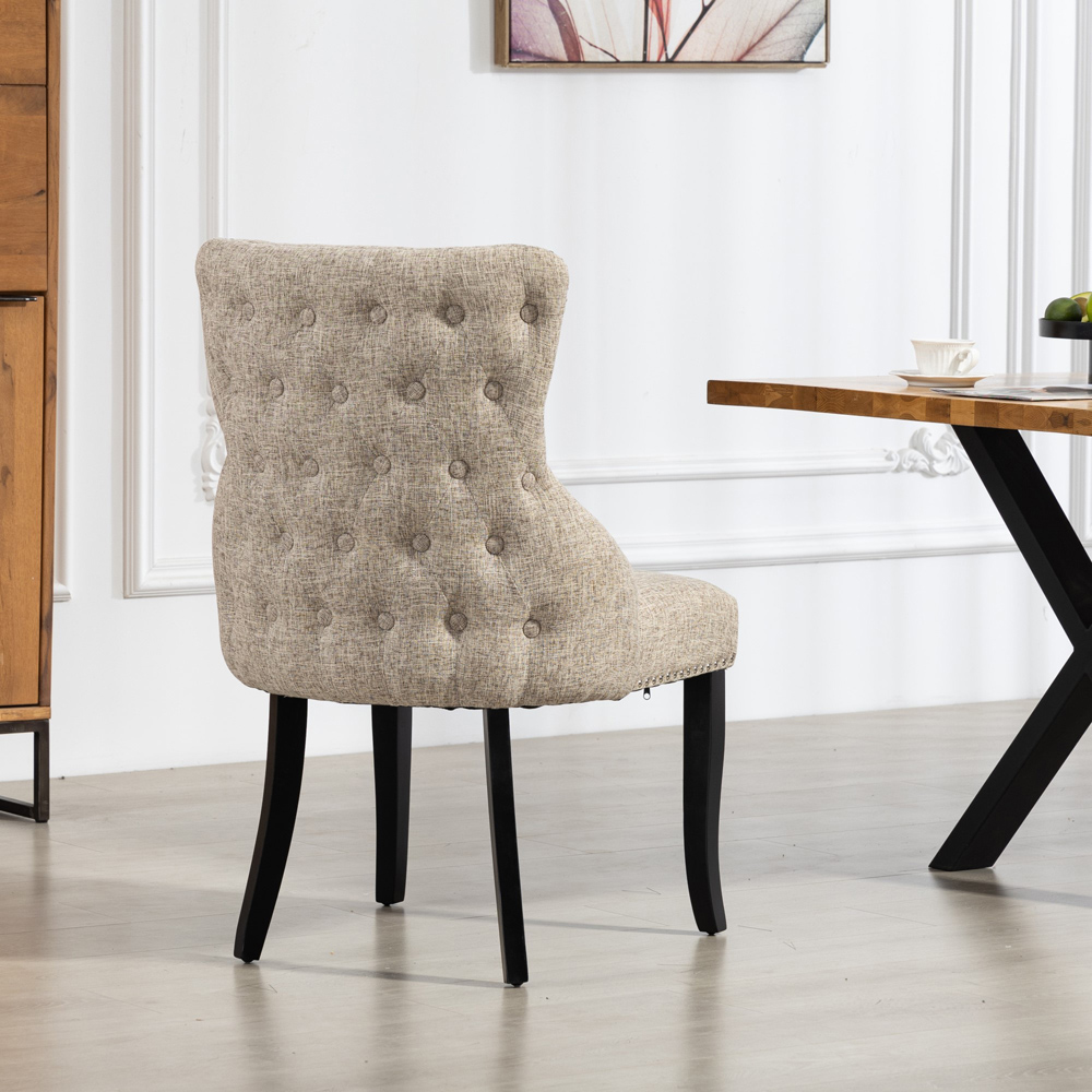 Artemis Home Rodello Set of 2 Light Brown Fabric Dining Chair Image 4