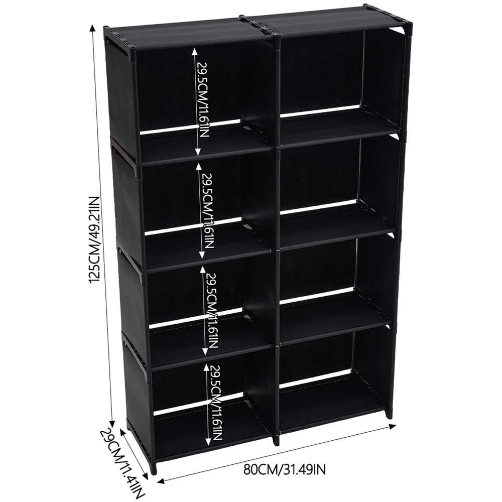 Living and Home 4-Tier Black Double Row Storage Shelf with Metal Frame Image 8