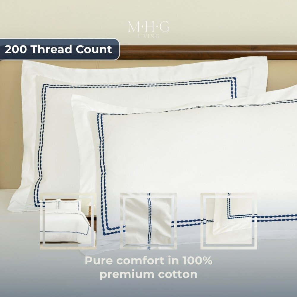 MHG Living King Size Kensington Navy 200 Thread Count Duvet Cover Set Image 3