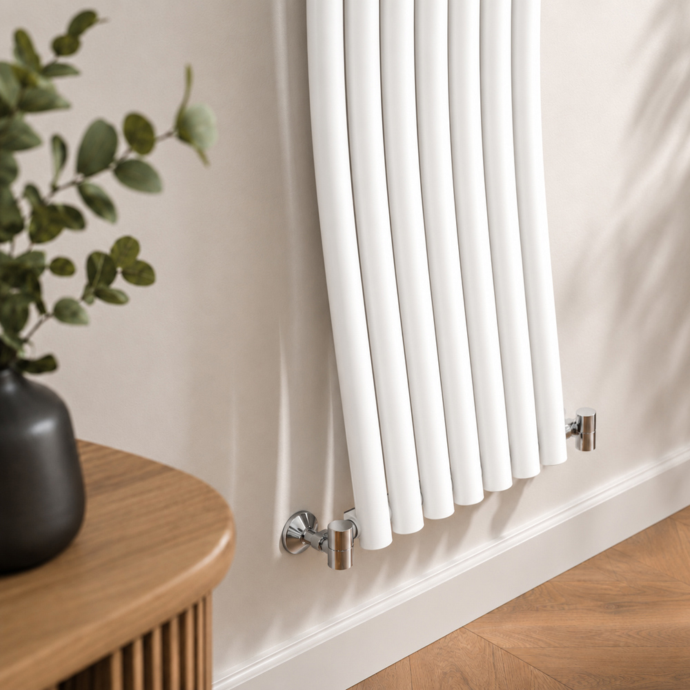 Go Bathrooms Gamma 2926 BTU White High Output Steel Vertical Radiator 1785 x 413mm Image 2