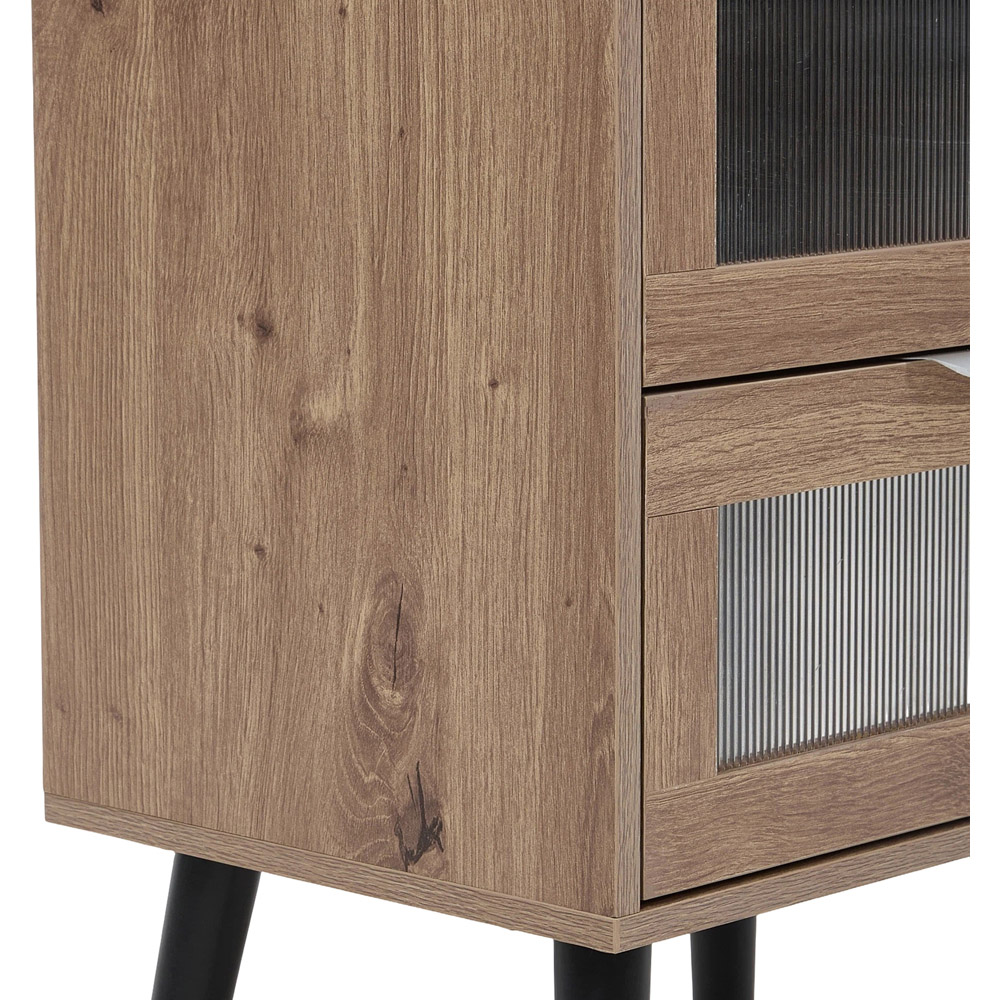 Living and Home 2 Drawer Light Wood Grain Acrylic Bedside Table Image 6