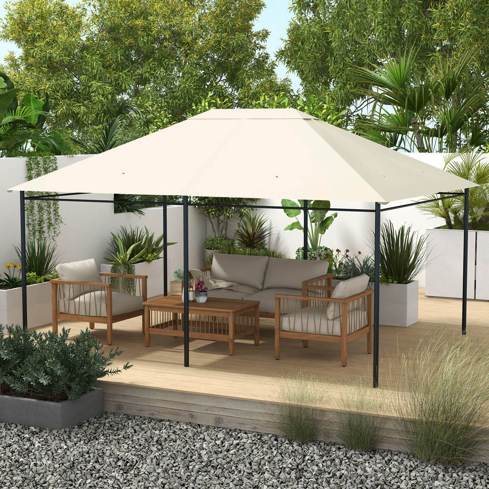 Outsunny 3 x 4m Cream White Gazebo Canopy Replacement Cover Image 2