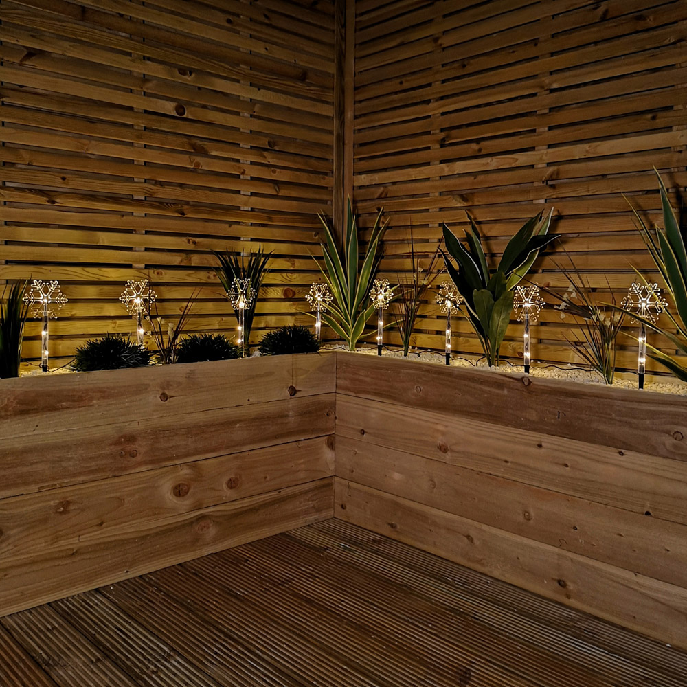 Samuel Alexander 8 Piece 24 Warm White Snowflake Christmas Stake Light Set Image 4