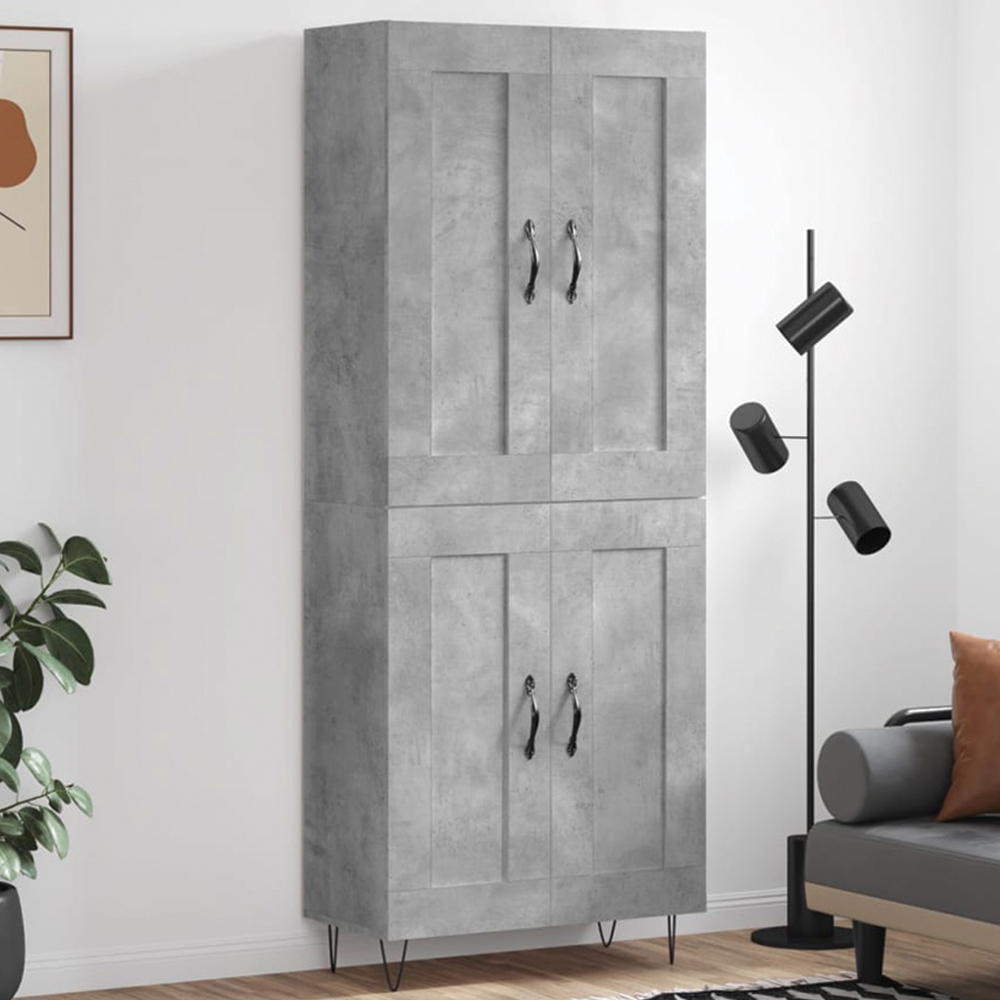 vidaXL 4 Door Concrete Grey Highboard Image 1