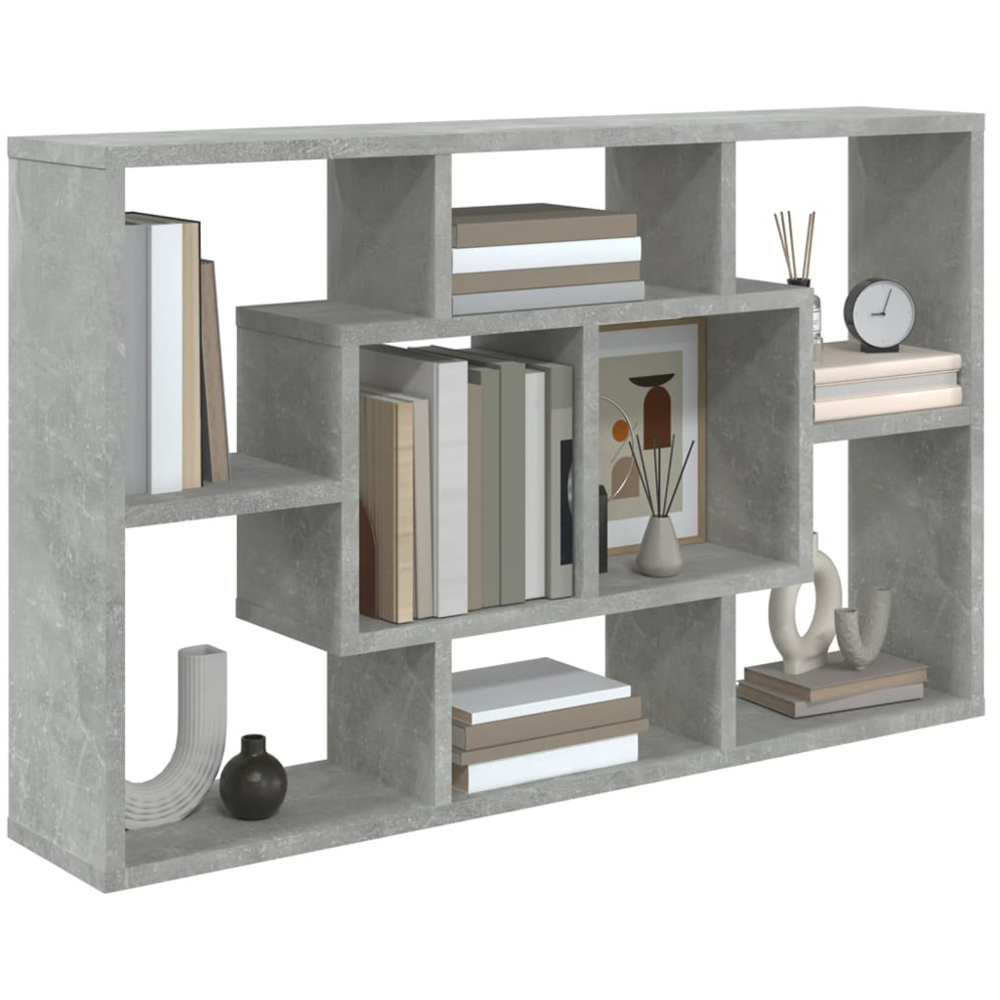 vidaXL 8 Compartment Concrete Grey Wall Shelf Image 3