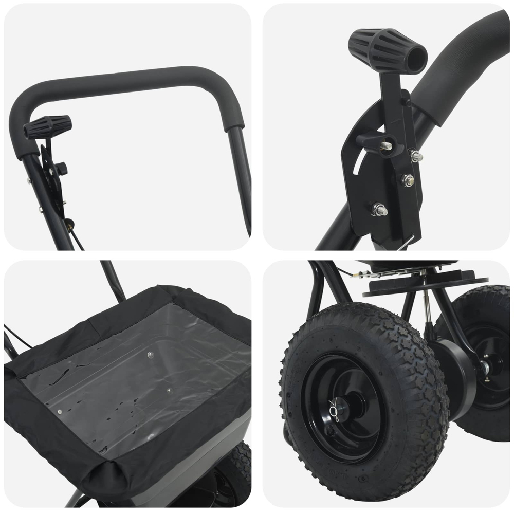 vidaXL Black PVC and Steel Push Lawn Spreader 29L Image 8