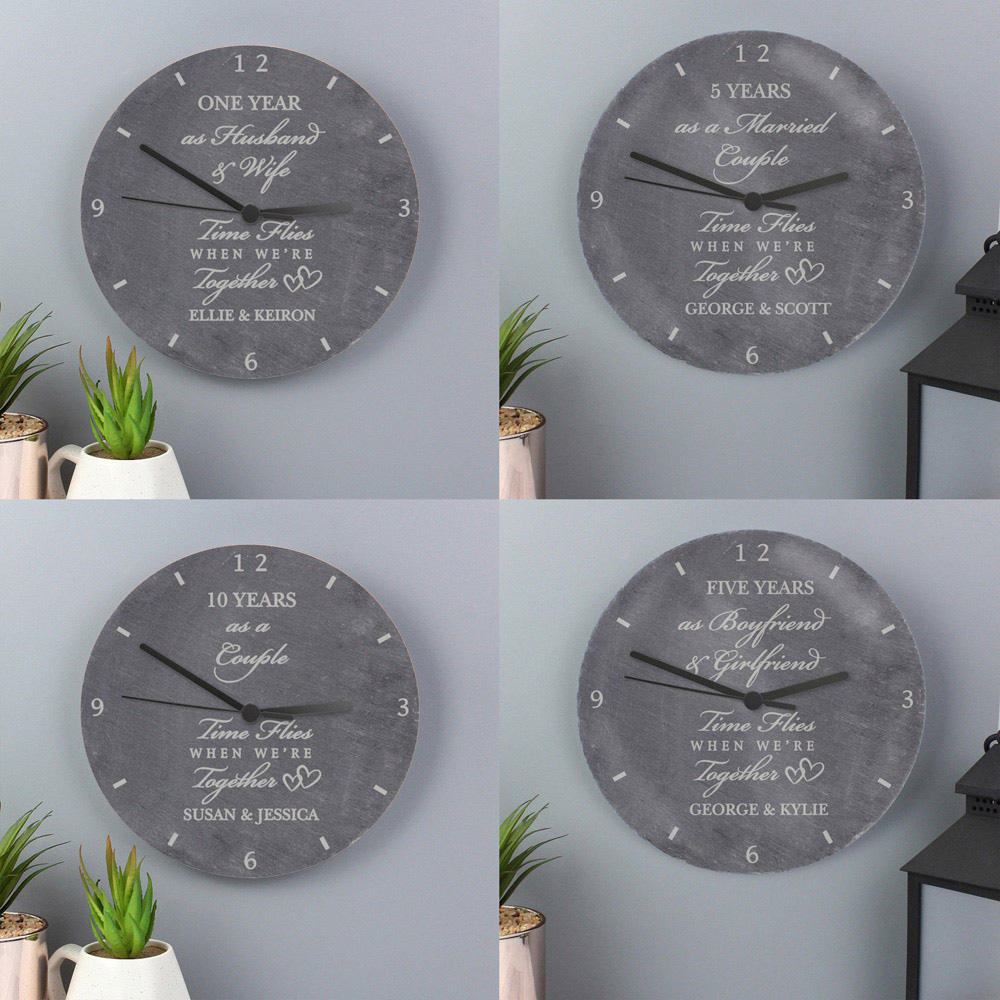 Personalised Memento Personalised Anniversary Slate Clock Image 3