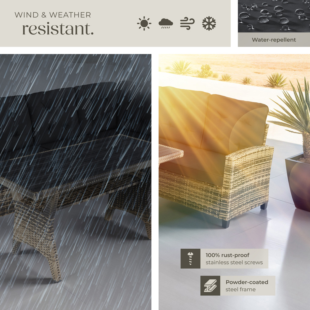 tectake Catania 6 Seater Nature Outdoor Corner Sofa Set Image 7