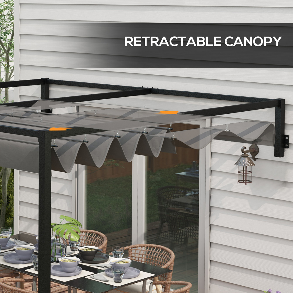 Outsunny 2 x 3m Grey Retractable Lean to Pergola Image 5