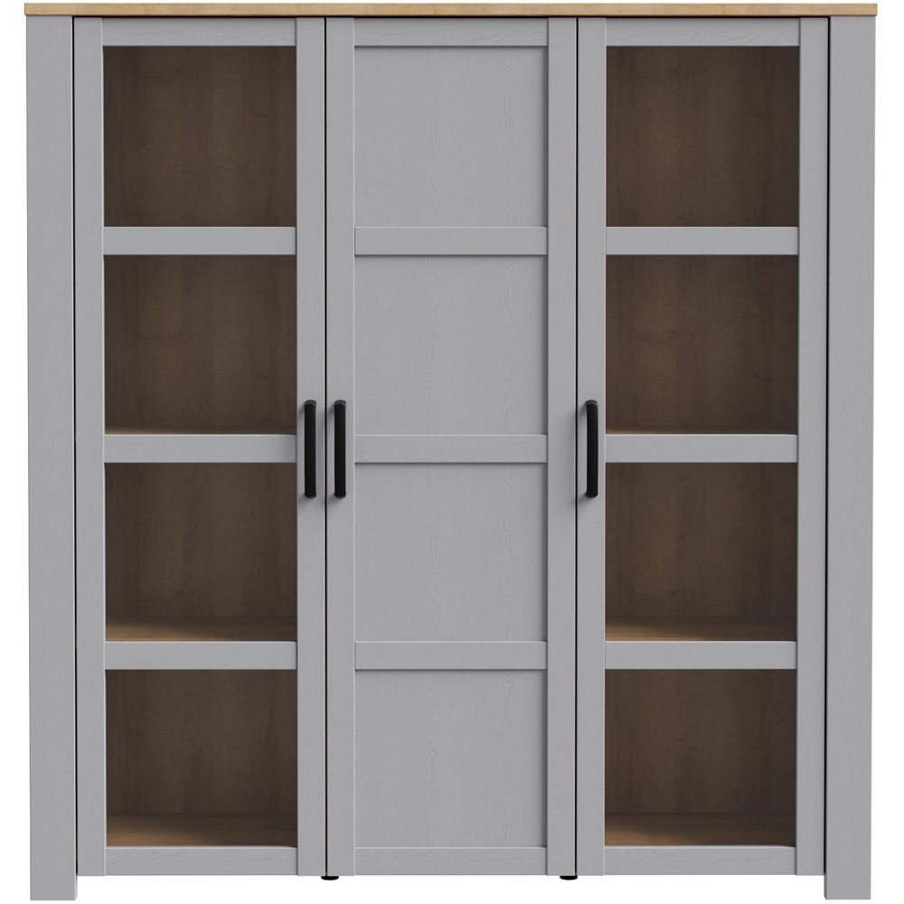 Florence Bohol 3 Door Riviera Oak and Grey Oak Large LED Display Cabinet Image 3
