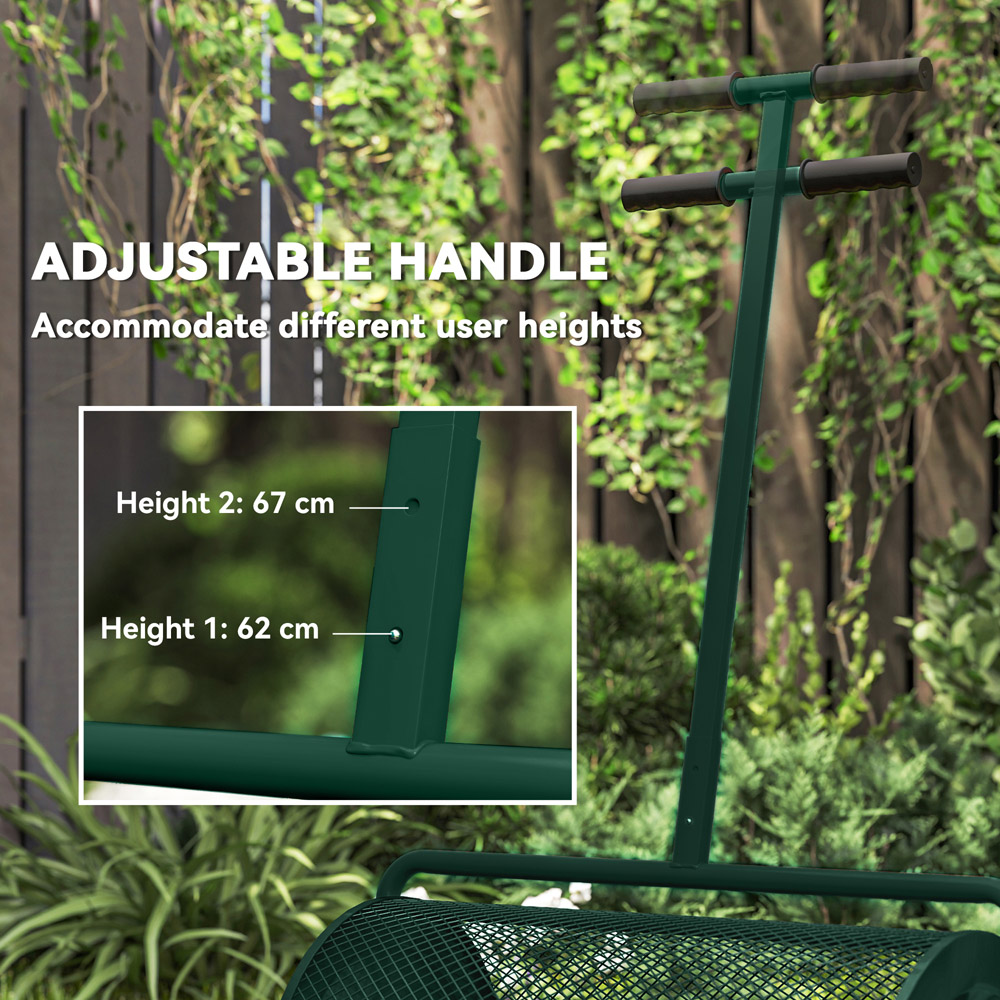 Outsunny 24 inch Green Height Adjustable Handle Compost Spreader Image 6