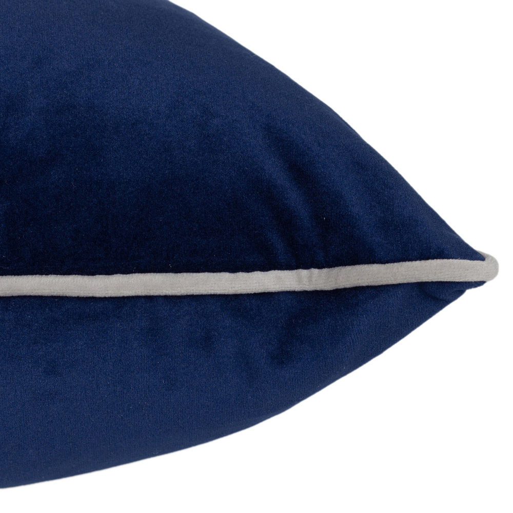 Paoletti Meridian Navy Silver Velvet Cushion Image 3