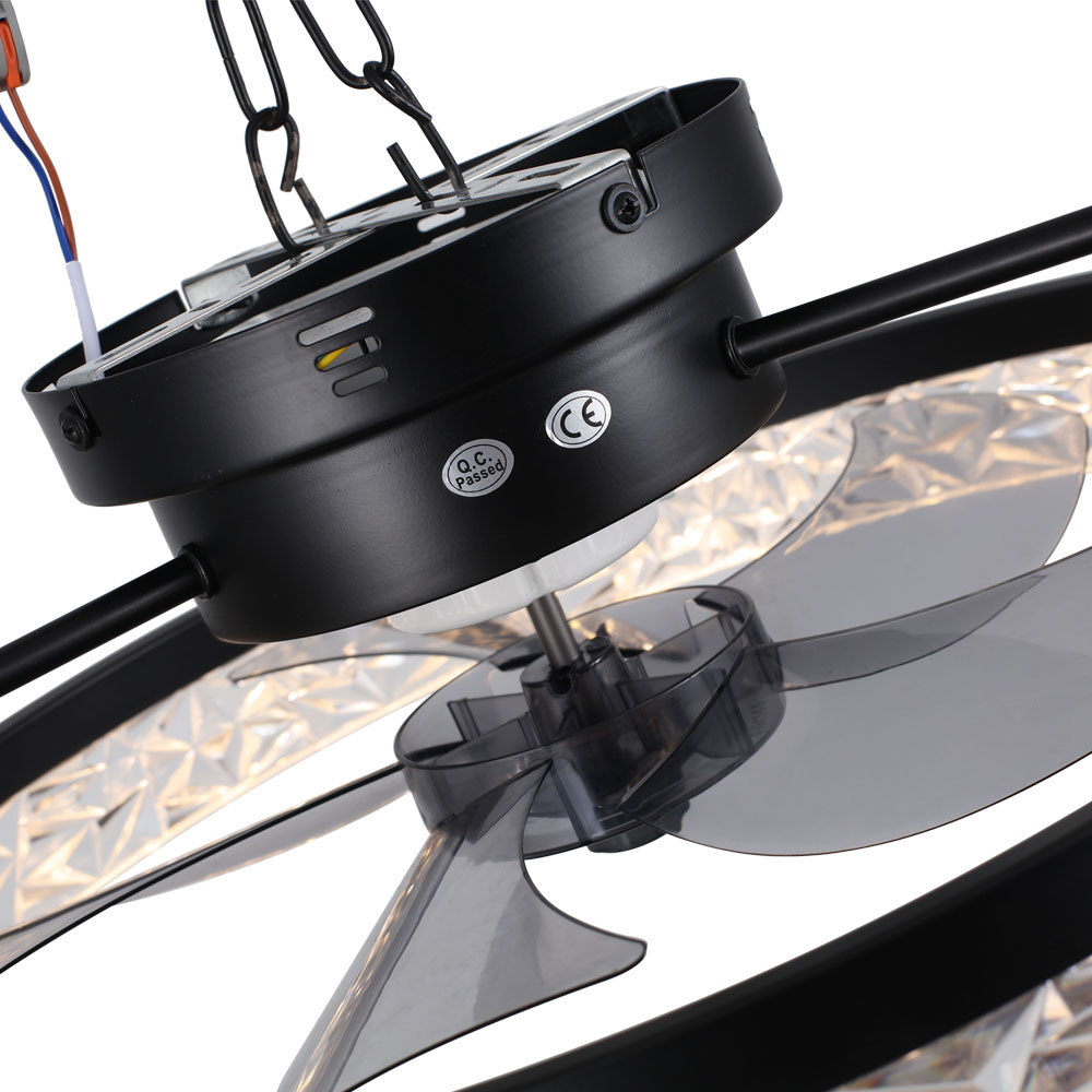 Living and Home 5 Blade Round Crystal Ceiling Fan Light 19 inch Image 5