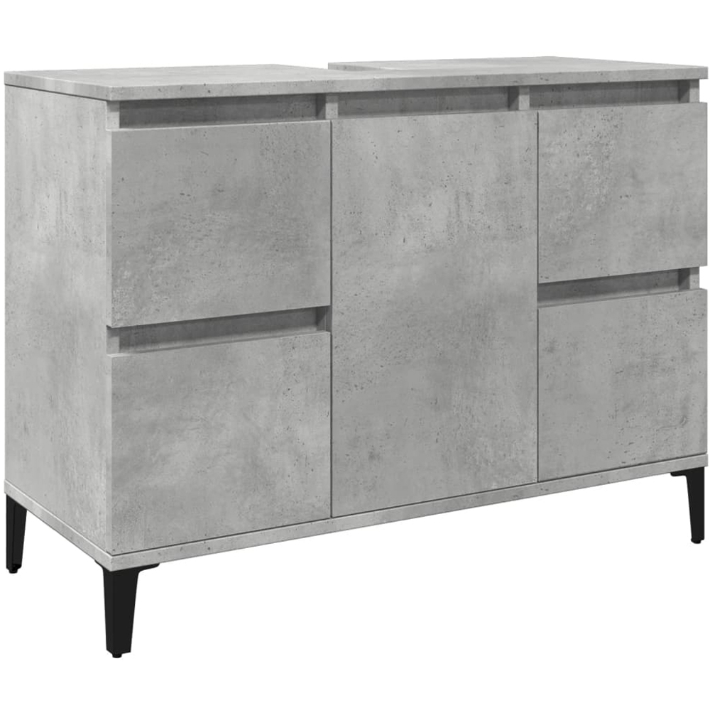 vidaXL Single Door 4 Drawers Concrete Grey Bathroom Sink Cabinet Image 2
