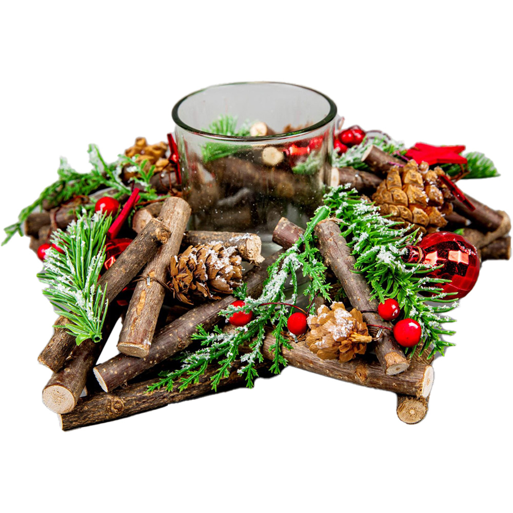 Shatchi Red Twig Star Candle Holder 22cm Image 1