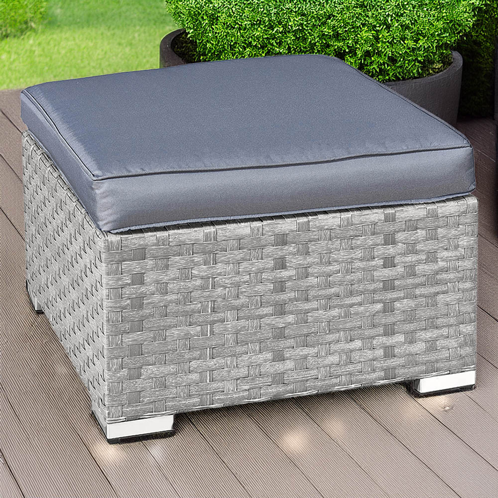 Oseasons Malta Dove Grey Rattan Footstool Image 1