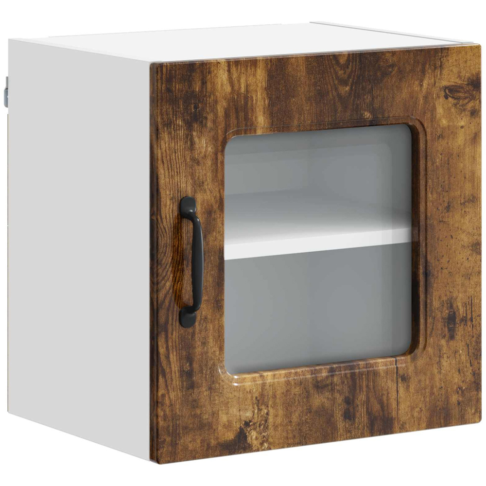 vidaXL Kalmar Single Glass Door Smoked Oak Wall Mounted Kitchen Cabinet Image 2