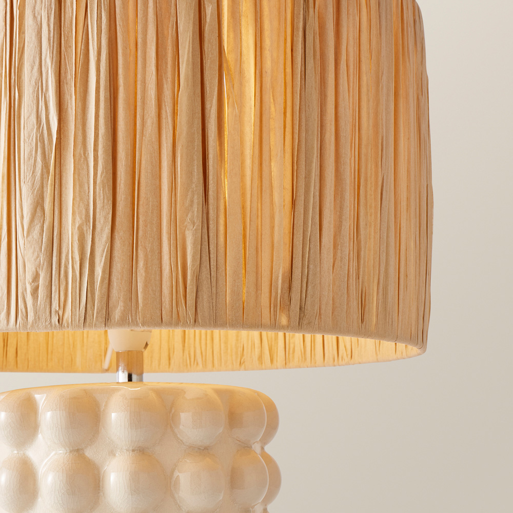 ValueLights Kiran Raffia Shade Ceramic Stone Bubble LED Table Lamp Image 3