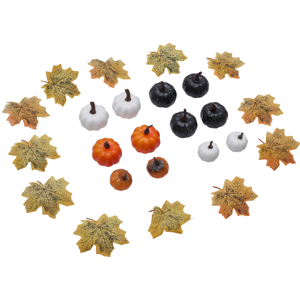 Living and Home Halloween Maple Leaves and Pumpkin Ornament Set 24 Pack Image 2