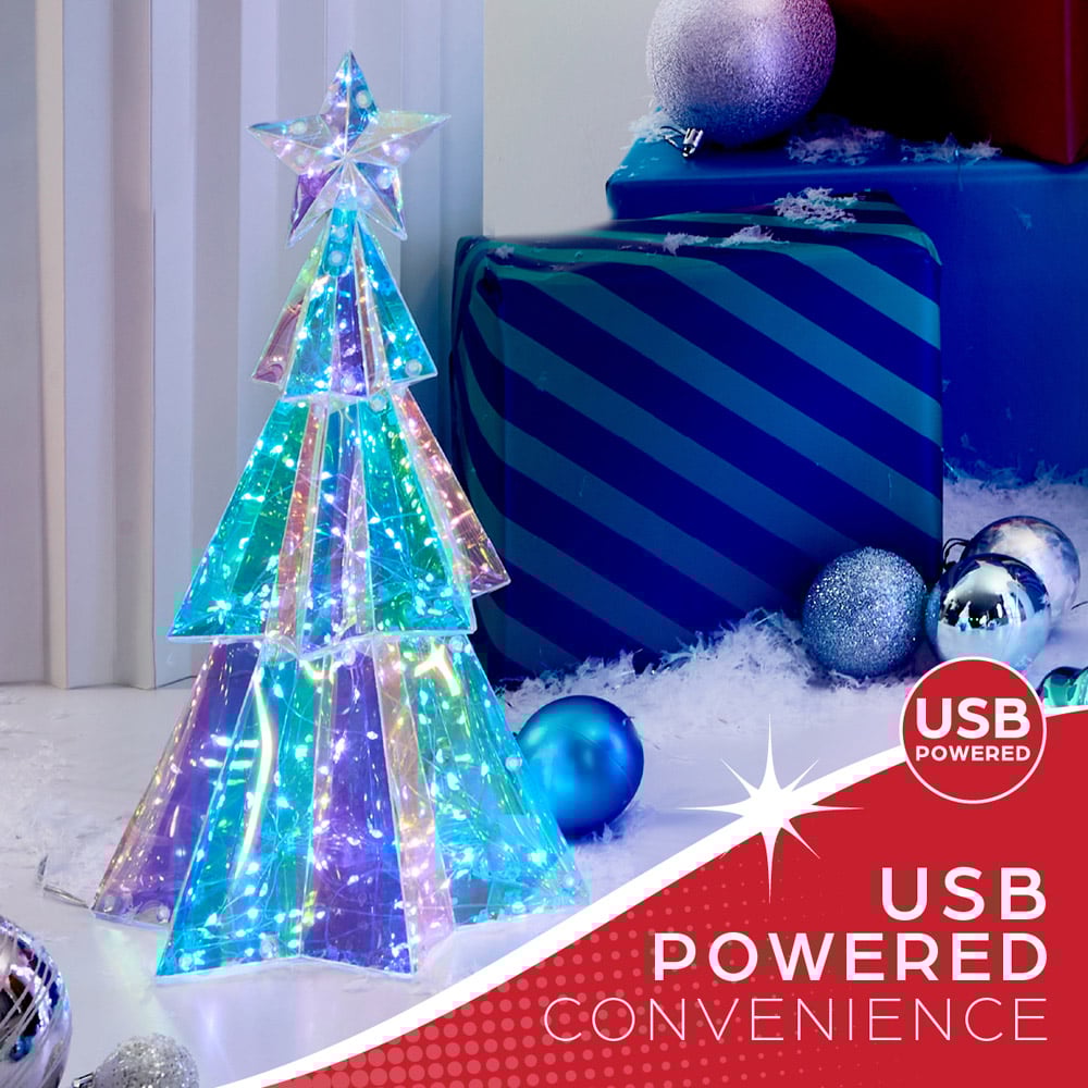 The Christmas Workshop 100 Cool White LED Iridescent Mini Xmas Tree Decoration 1.2ft Image 8
