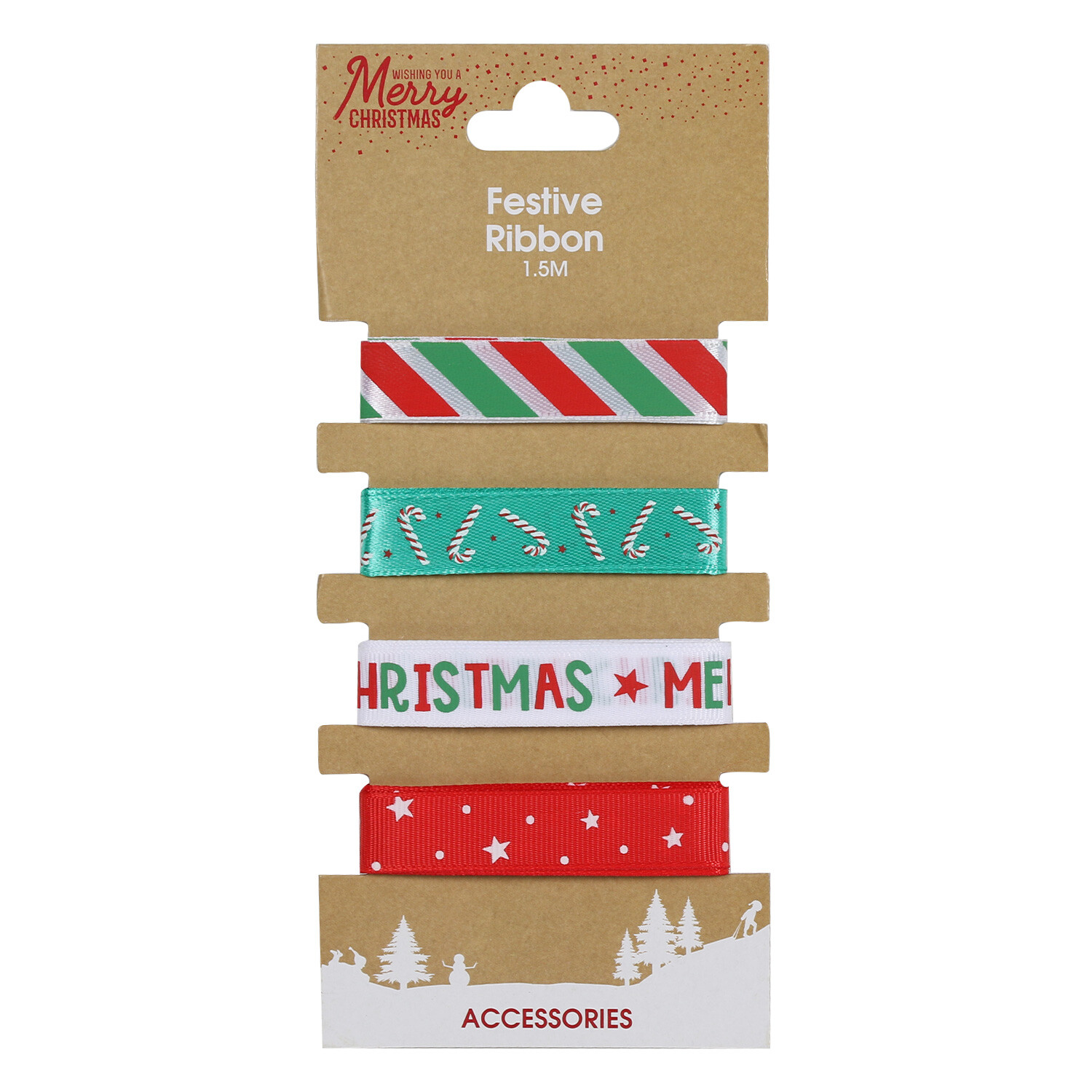 Pack of 4 Festive Ribbon - Red Image