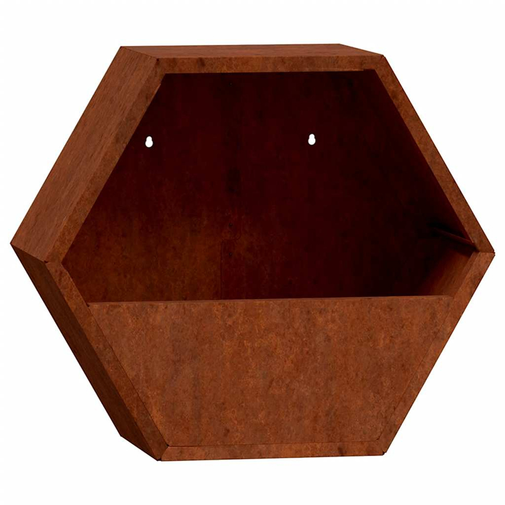 vidaXL Brown Corten Steel Wall Planter 30 x 10 x 25cm 2 Pack Image 1