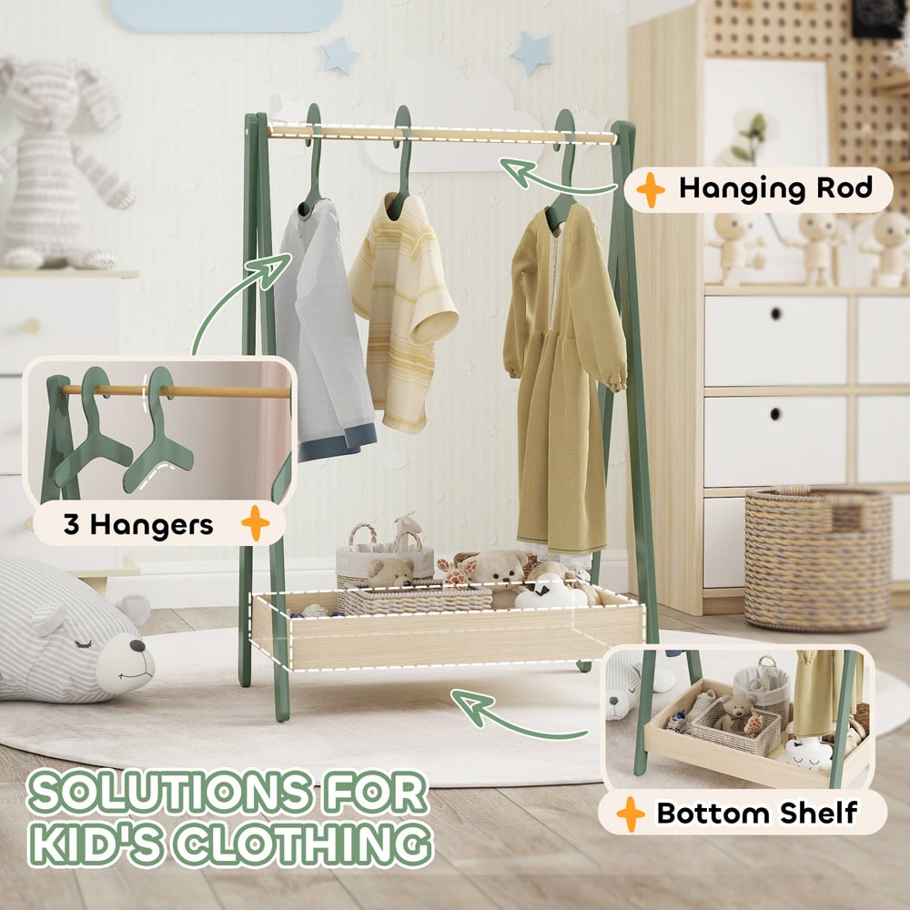 AIYAPLAY Green Kids Clothes Rail with Hangers Image 8