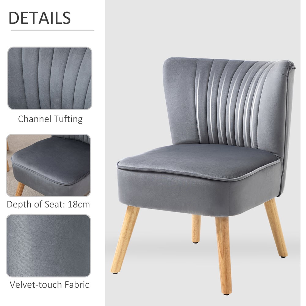 Portland Grey Velvet Accent Chair Image 5