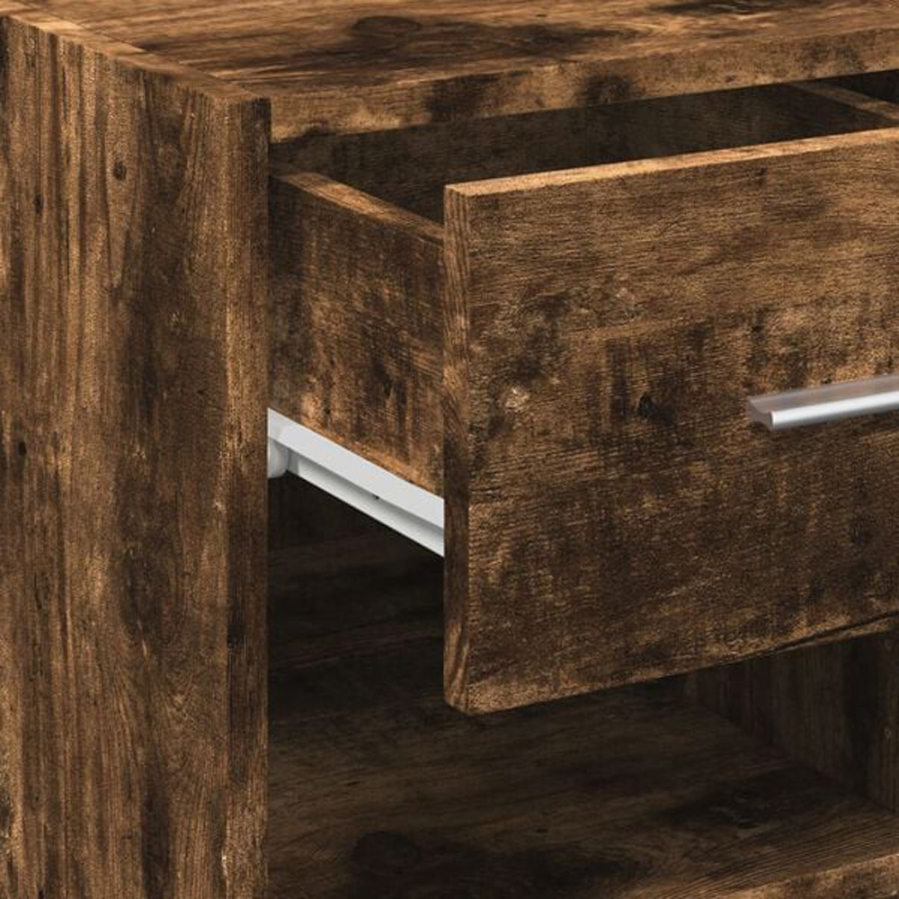 vidaXL Single Drawer 3 Shelf Smoked Oak Sideboard Image 5