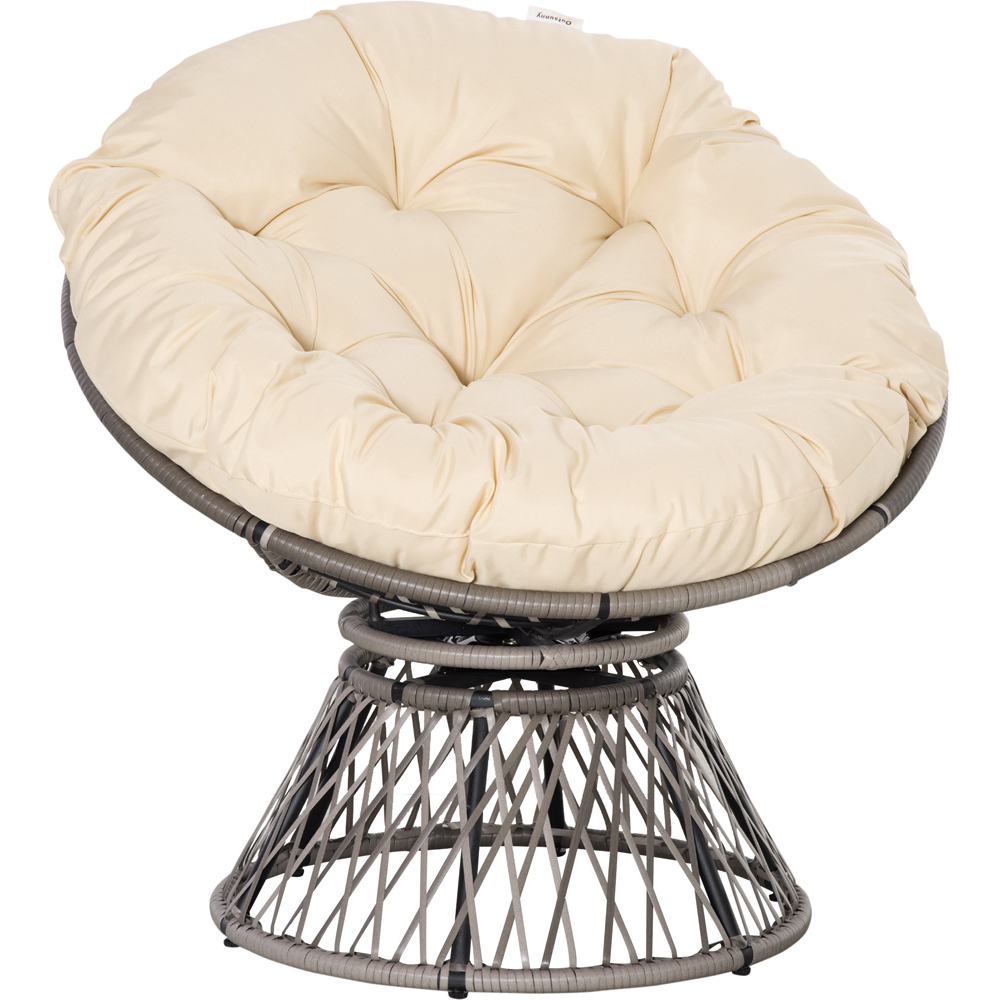 Outsunny 360° Swivel Rattan Chair with Padded Cushion Image 2