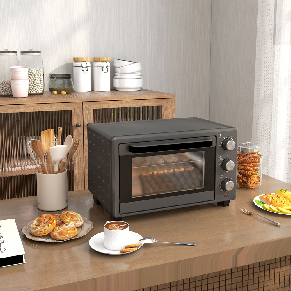 HOMCOM 800-085V70GY Grey 21L Electric Mini Oven 1400W Image 2