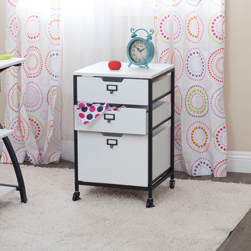 Sewing Online 10223 3 Drawer White with Black Frame Mobile Storage Organiser Image 7