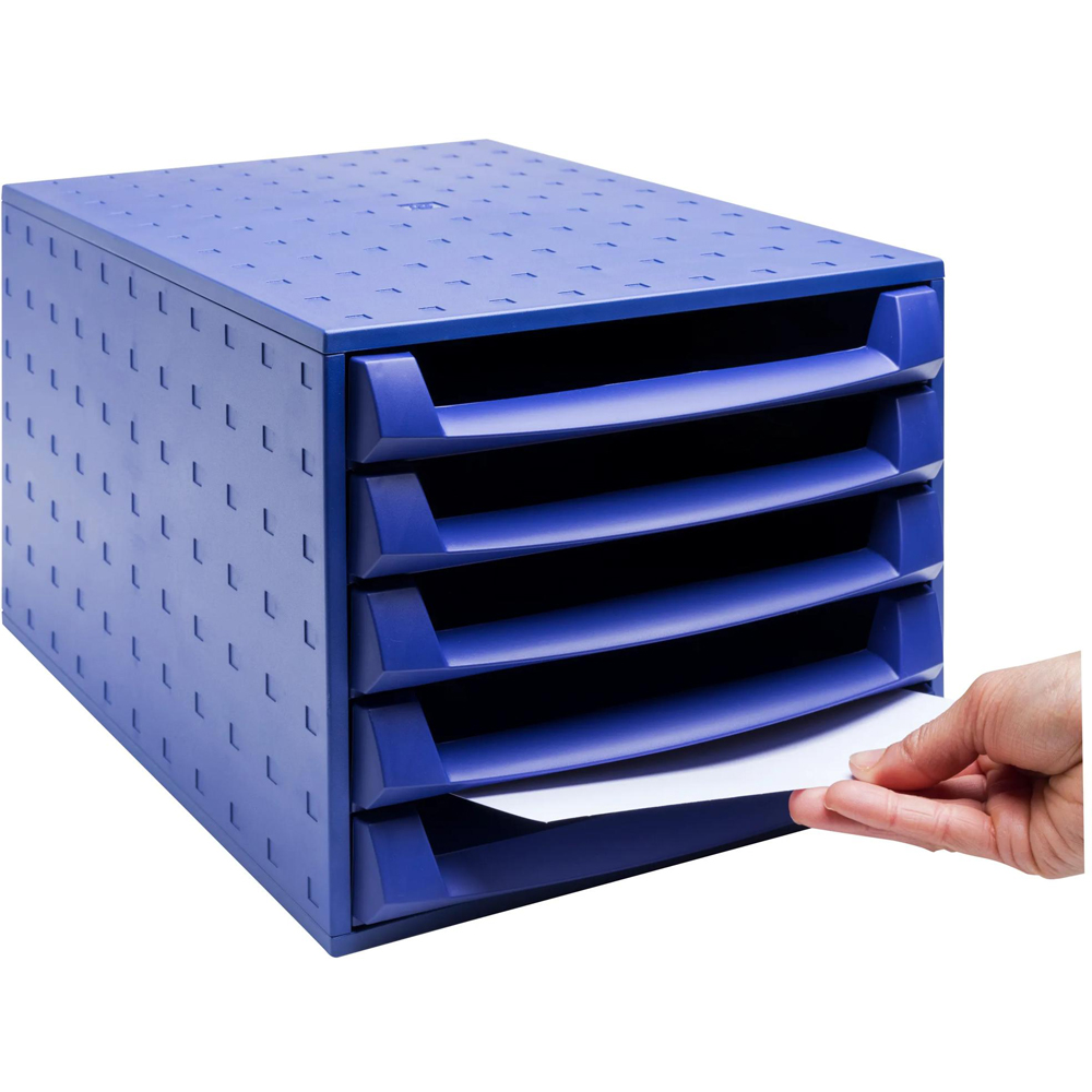Exacompta Forever 5 Drawer Cobalt Blue Recycled Plastic Filing Cabinet Image 5