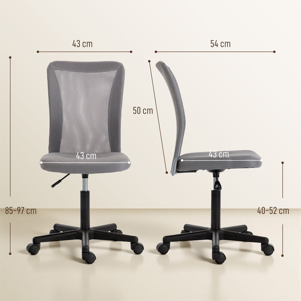 Vinsetto Grey Adjustable Armless Swivel Office Chair Image 9