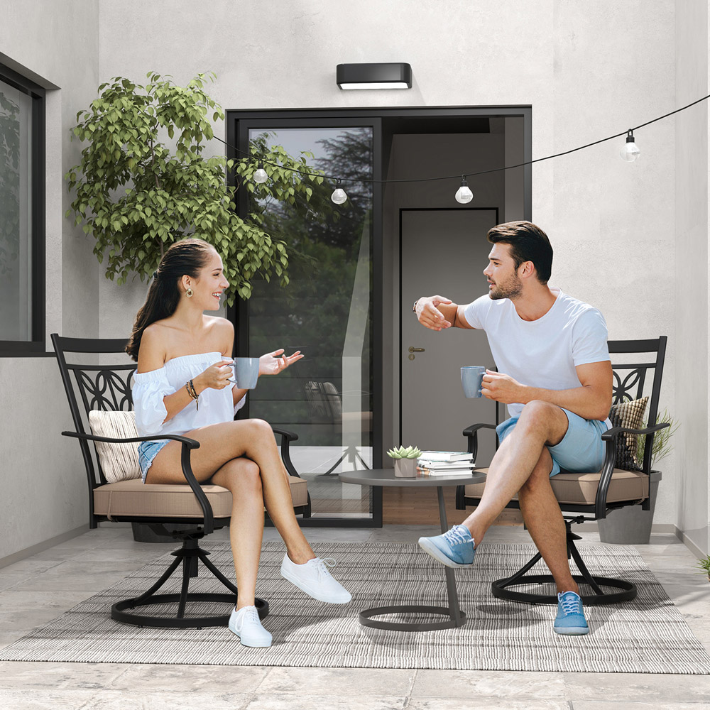 Costway 2 Seater Khaki Swivel Outdoor Bistro Chair Image 4