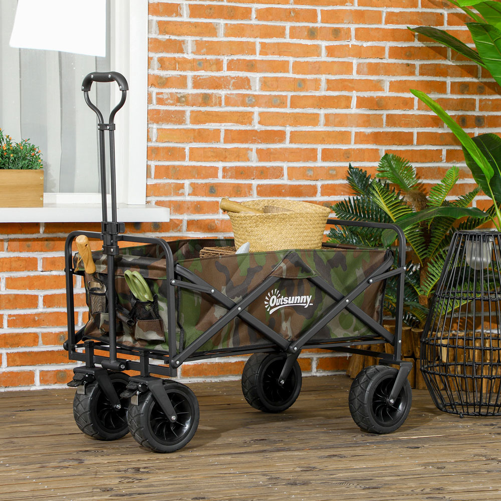 Outsunny Camouflage Folding Garden Trolley 100kg Image 2