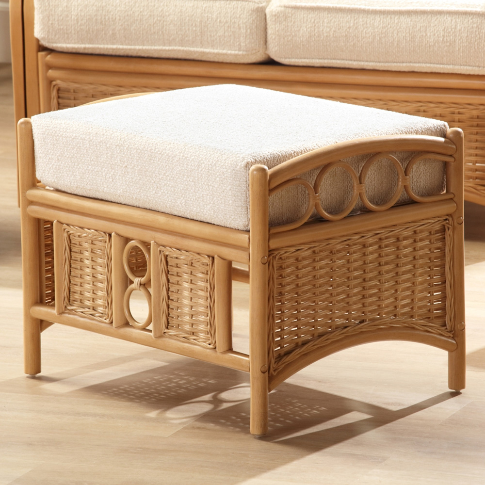 Desser Furniture Vale Light Oak Natural Rattan Footstool Image 1